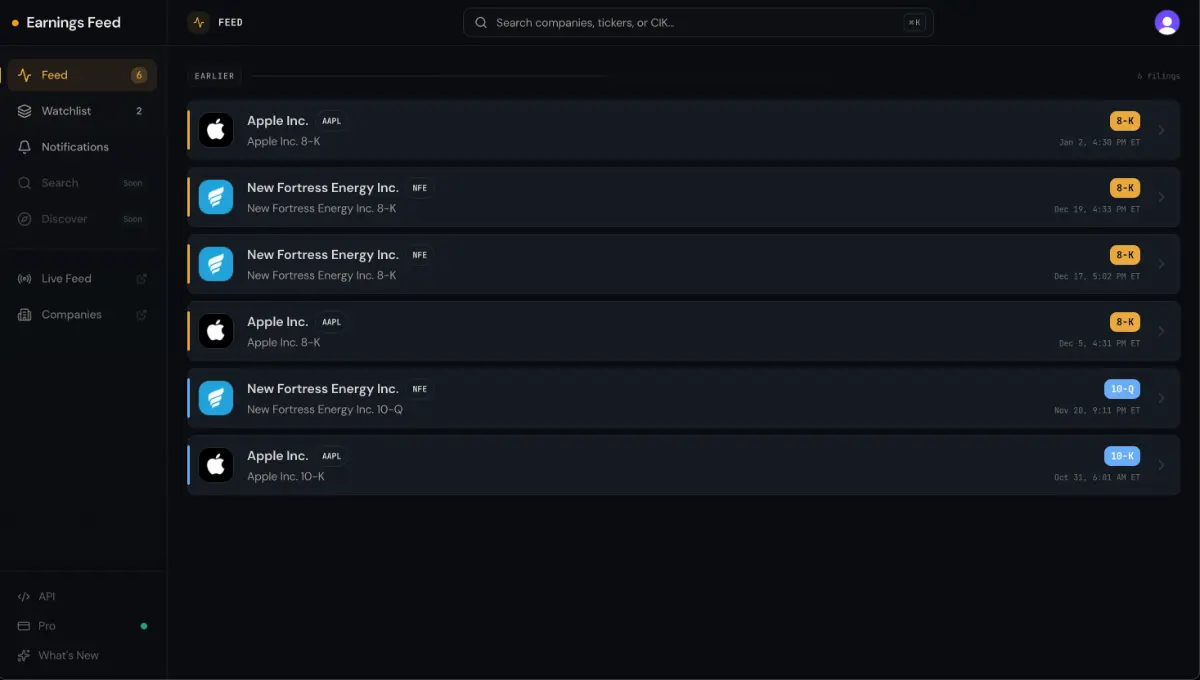 Earnings Feed screenshot 3