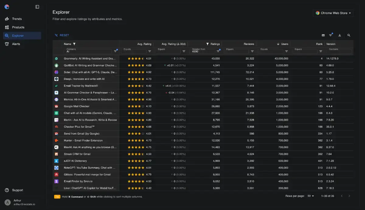 Exstats screenshot 3