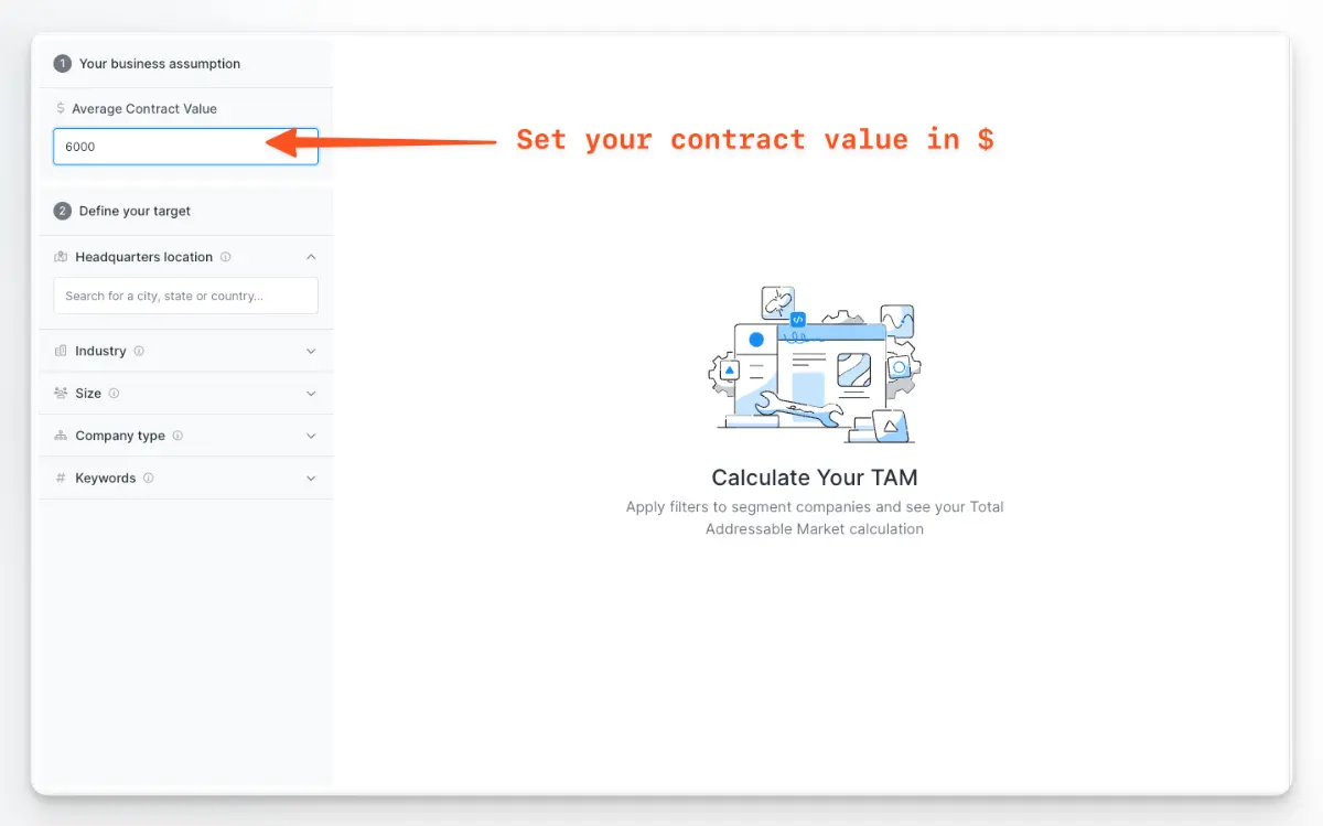 Hunter.io TAM calculator screenshot 3