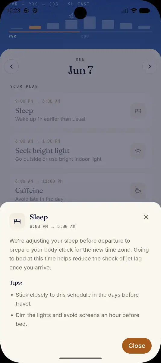 Jetlag Coach screenshot 3