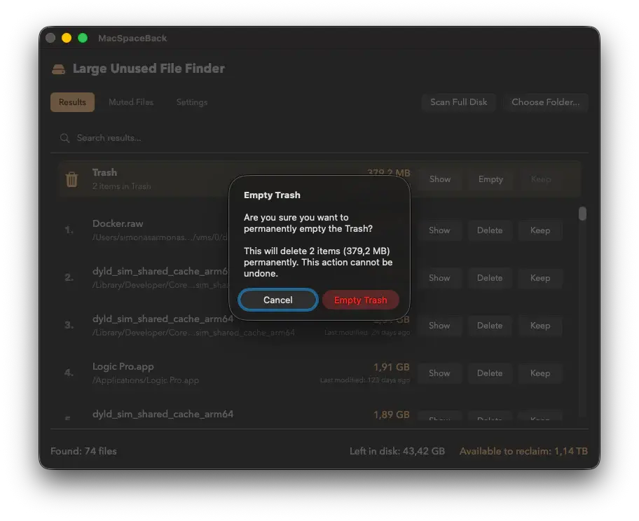 MacSpaceBack screenshot 2