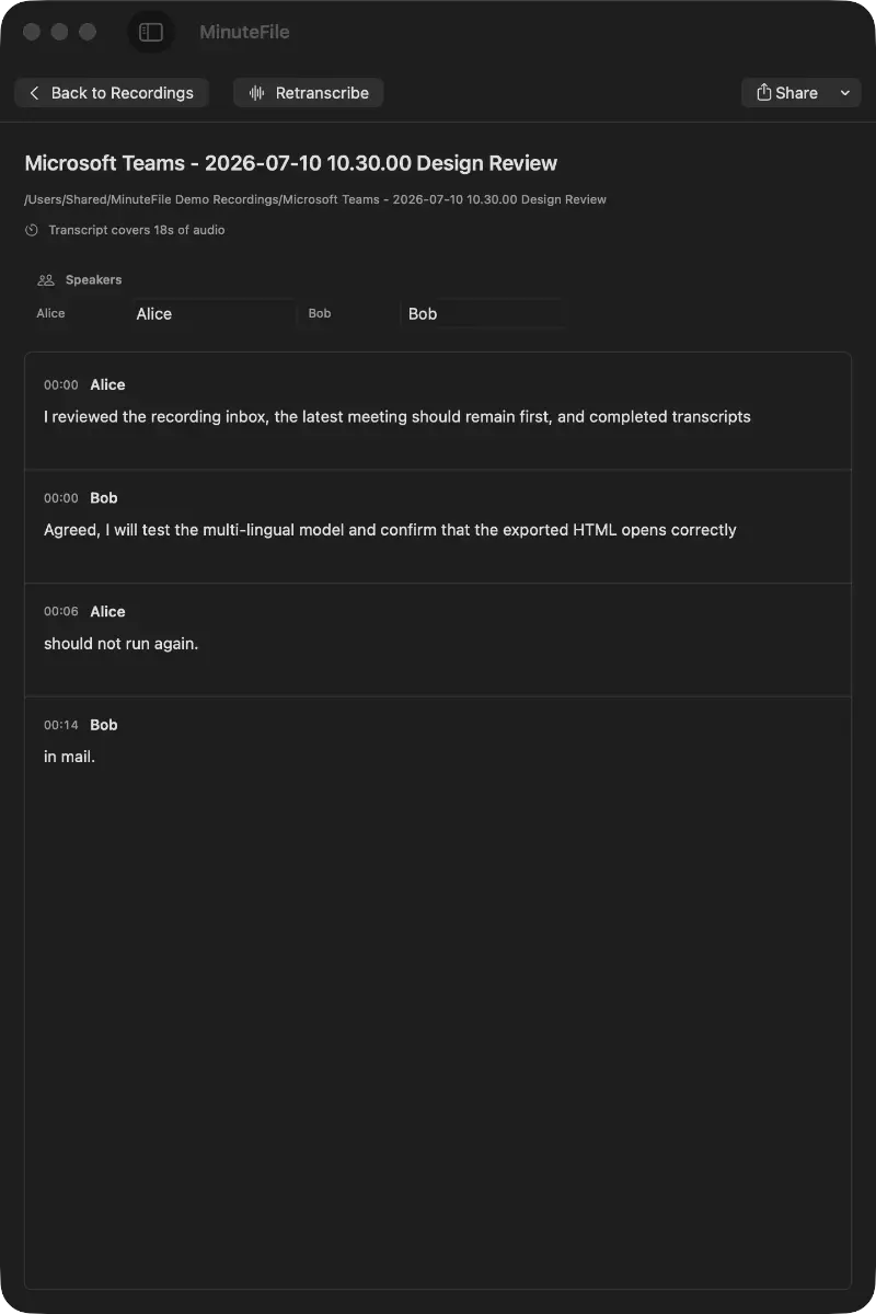 MinuteFile screenshot 2