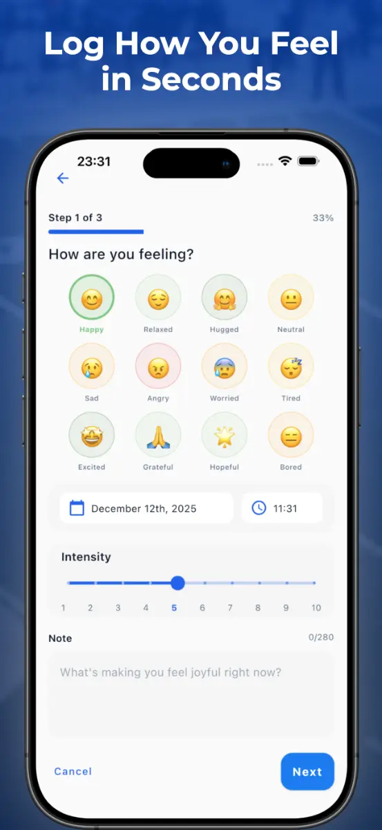 MoodJot screenshot 2