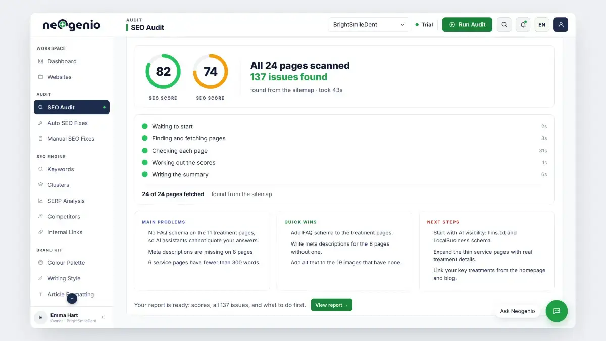 Neogenio SEO & GEO AI Engine screenshot 3