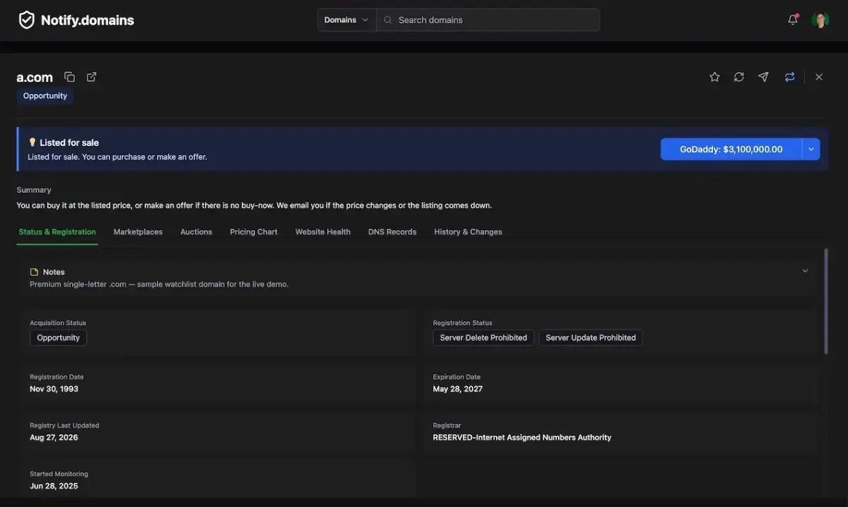 Notify.domains screenshot 4