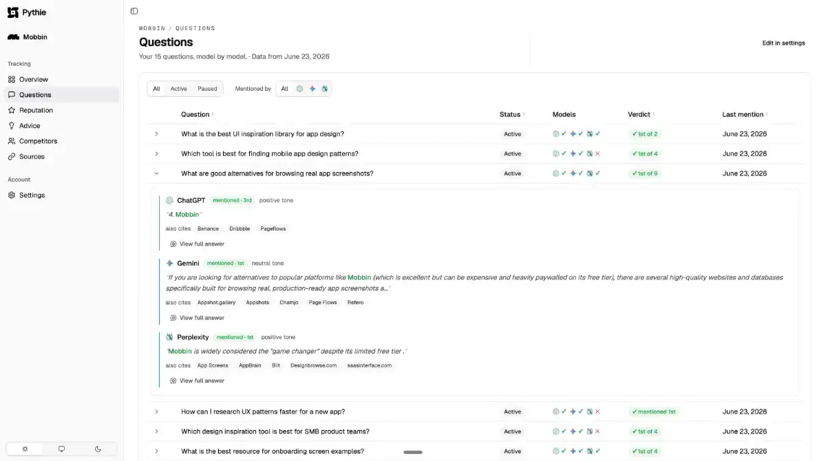 Pythie - AI Visibilty screenshot 3