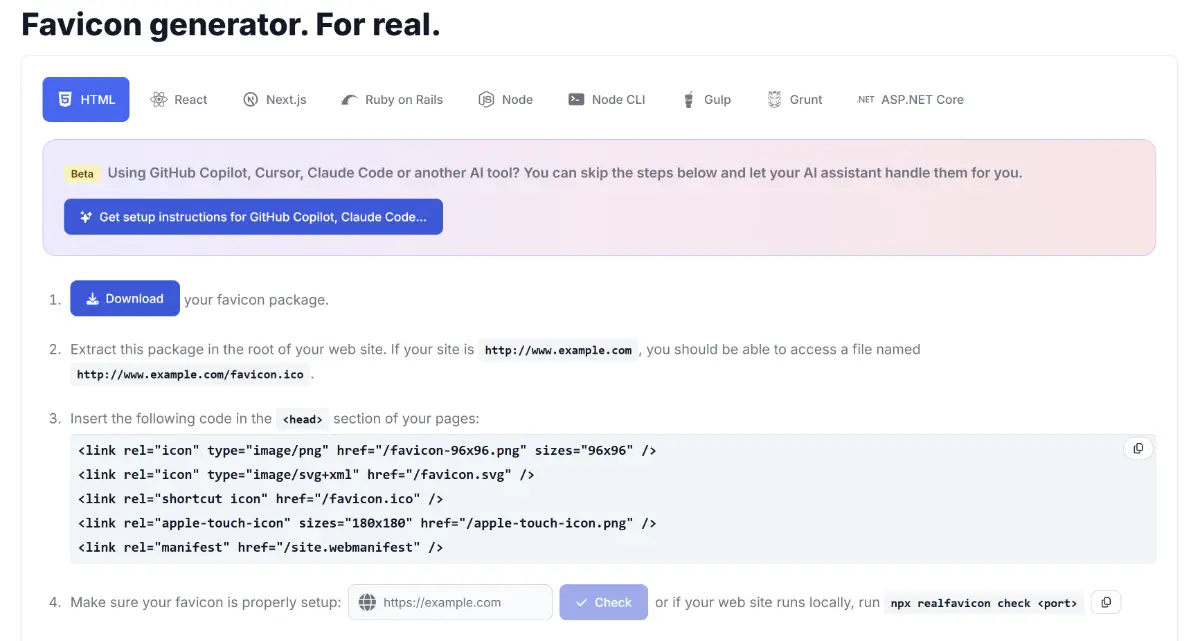 RealFaviconGenerator screenshot 2