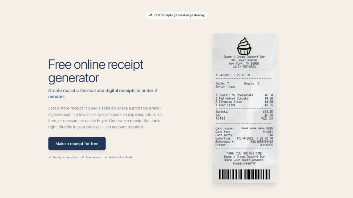 Receipts Maker screenshot 1