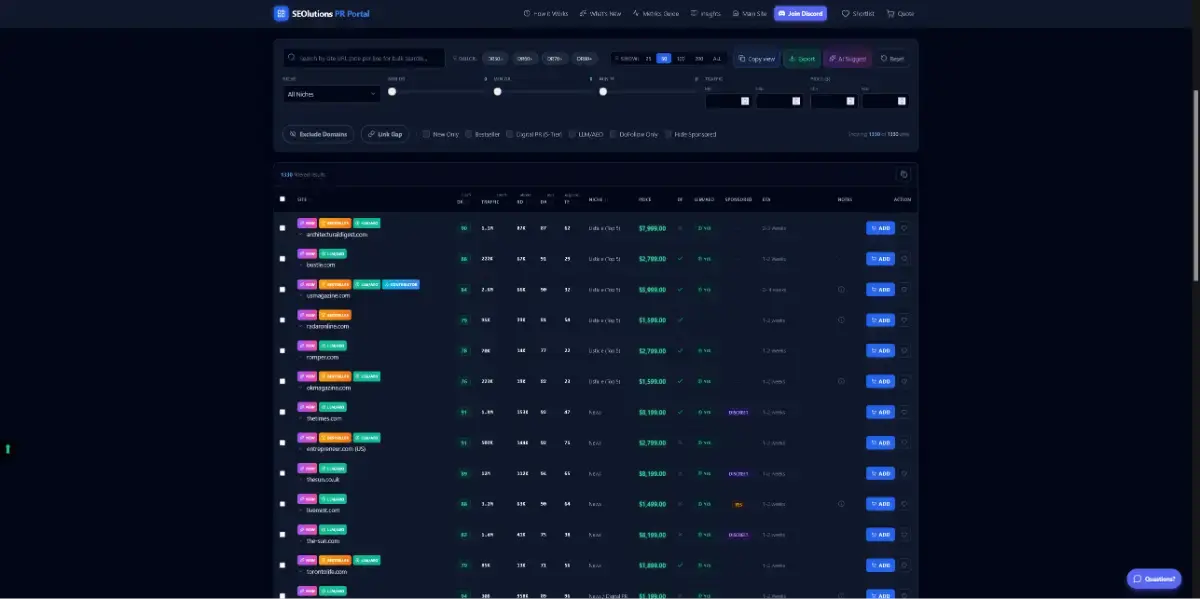 SEOlutions PR Guest Post Portal screenshot 1