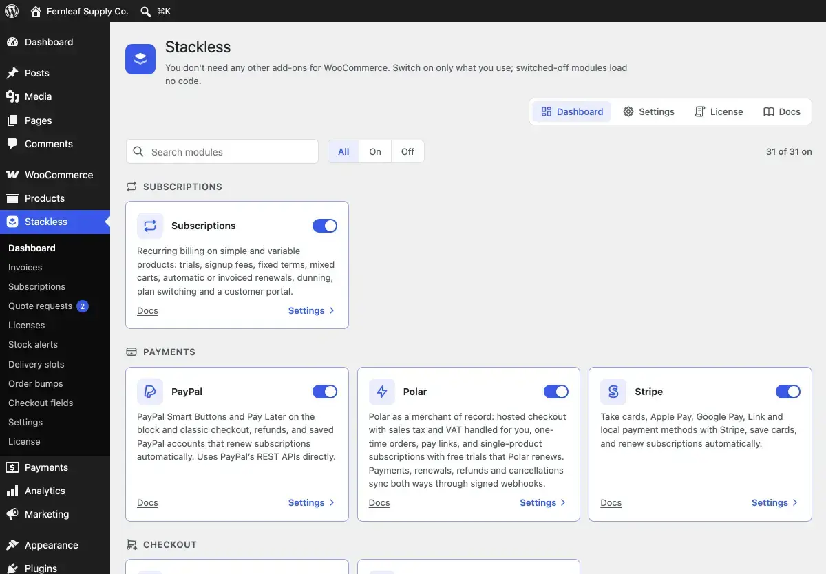 Stackless for WooCommerce screenshot 3