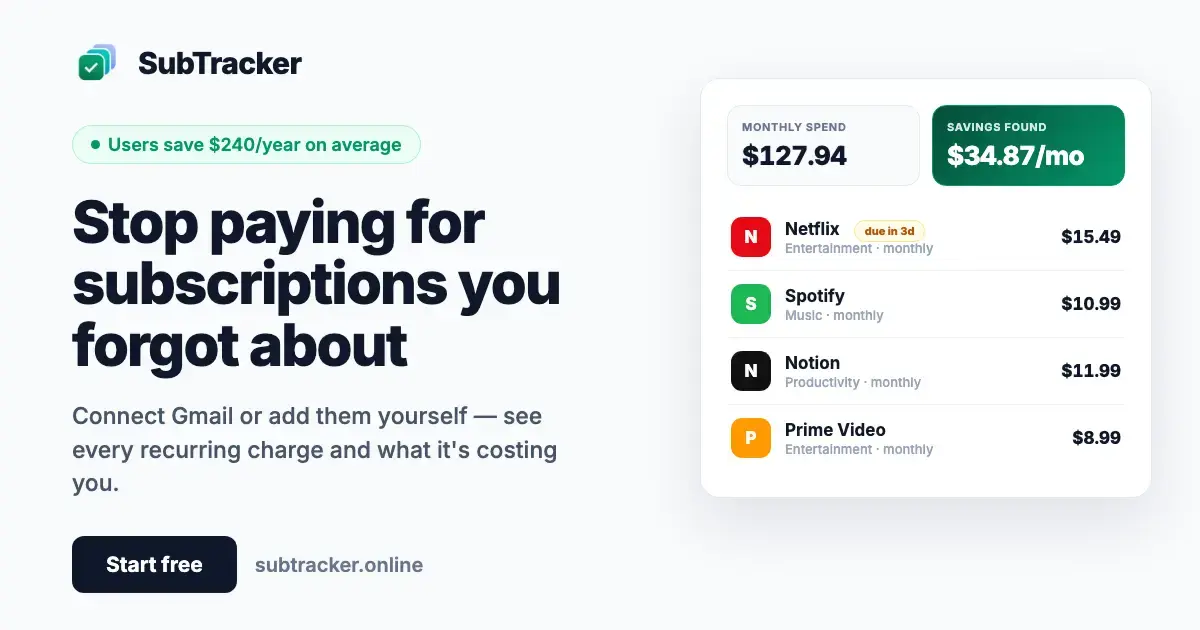 SubTracker screenshot 1