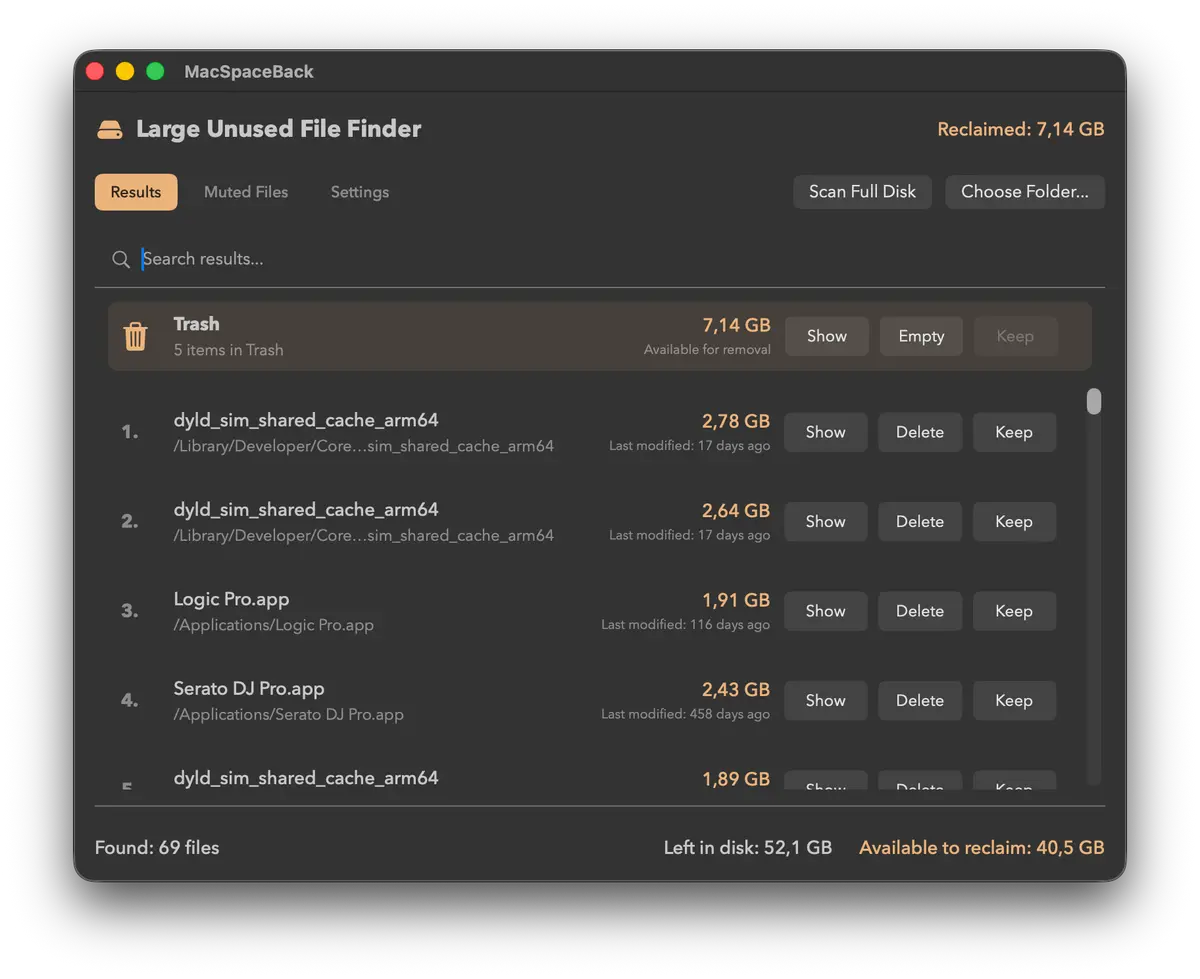 MacSpaceBack screenshot 1