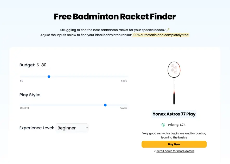 Badminton Racket Finder product image