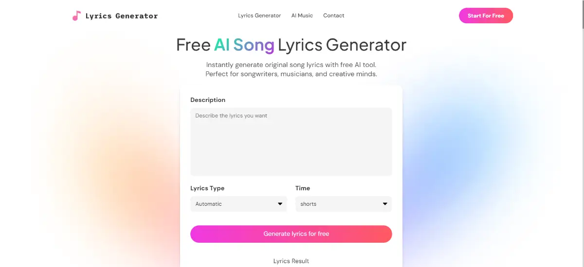 AI Lyrics Generator product image