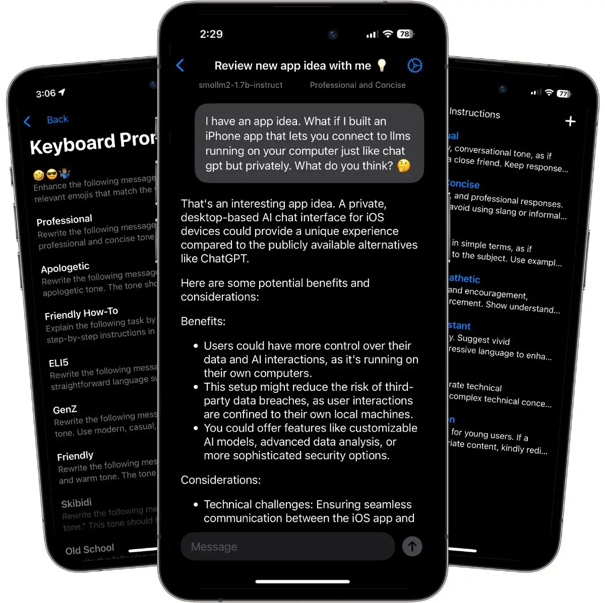 3sparks Chat and Keyboard for iOS screenshot 1