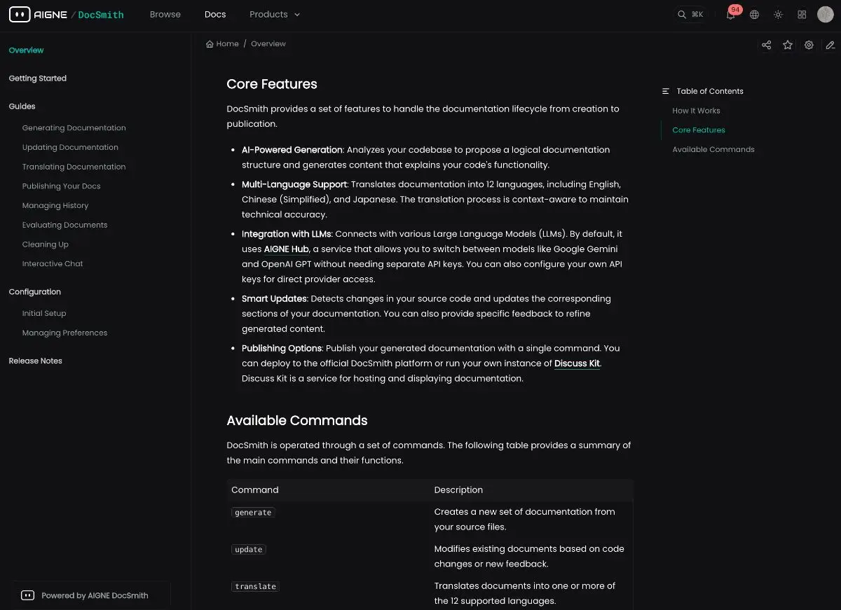 AIGNE DocSmith screenshot 2