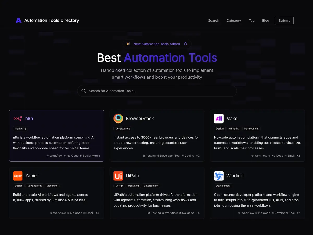 Automation Tools Directory screenshot 1