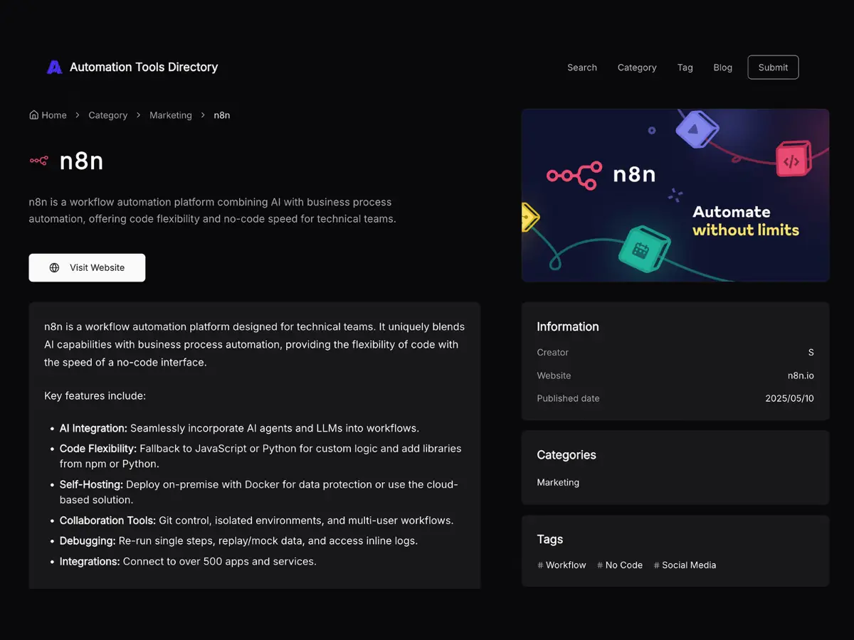 Automation Tools Directory screenshot 2
