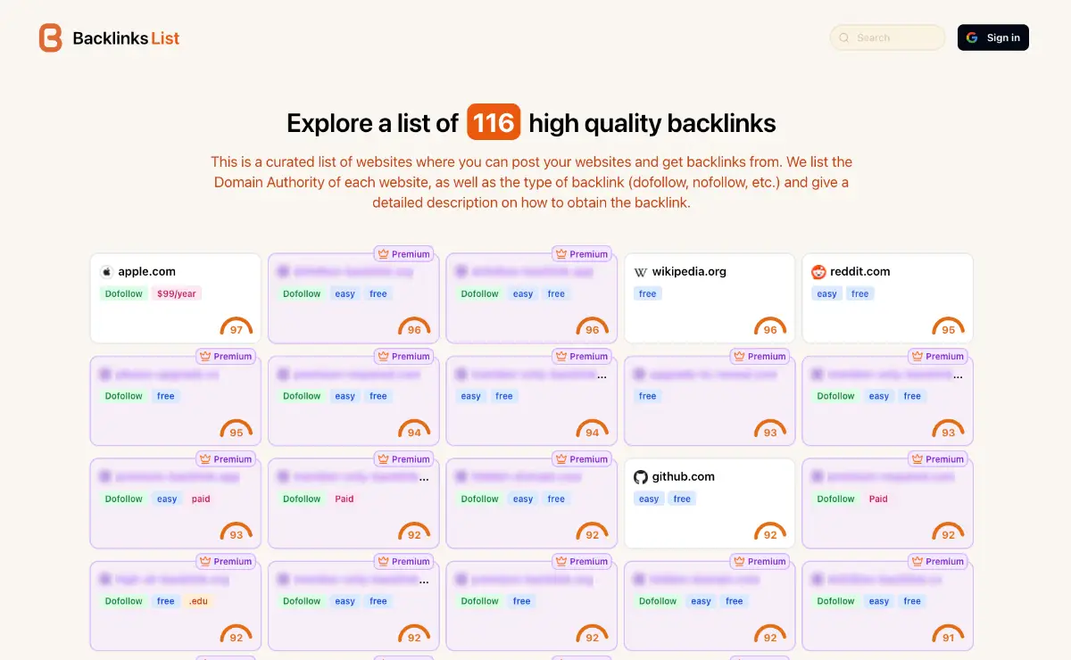 Backlinks List screenshot 2