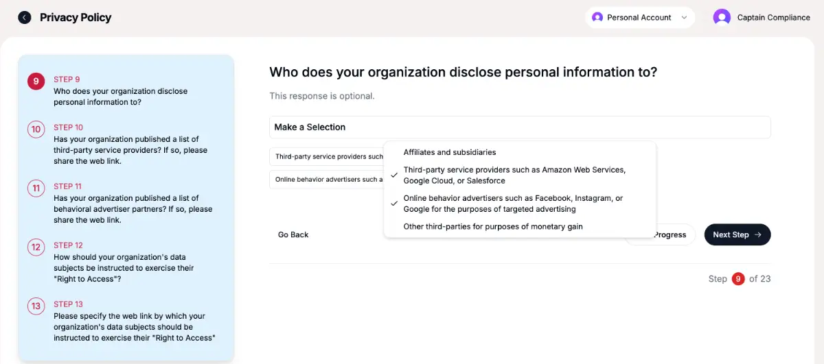 Captain Compliance Privacy Notice Generator  screenshot 2