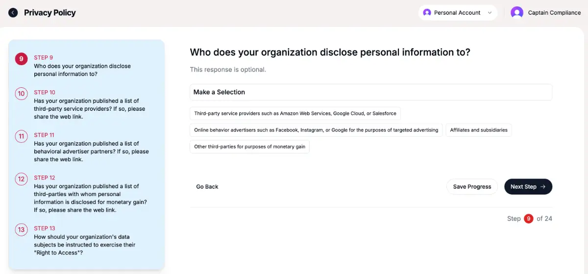 Captain Compliance Privacy Notice Generator  screenshot 3