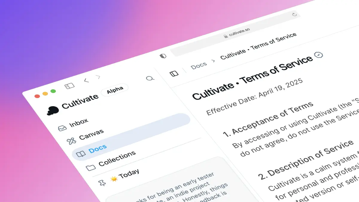 Cultivate screenshot 2