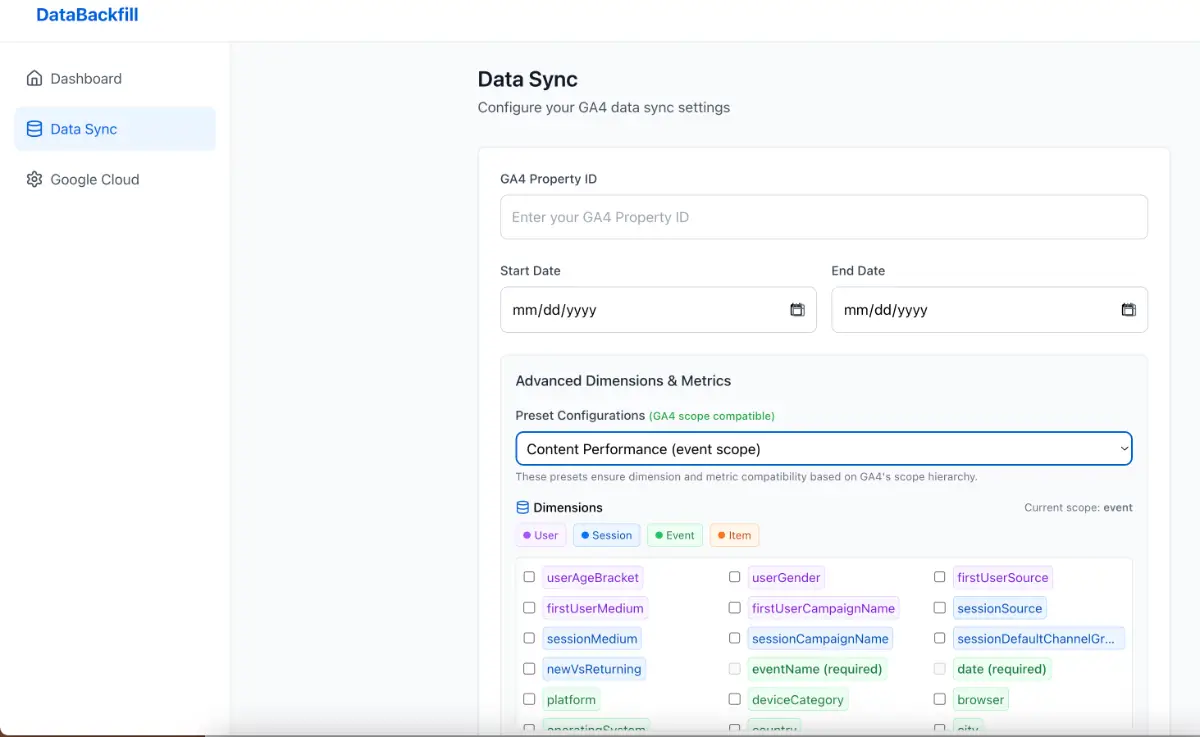 DataBackfill screenshot 3