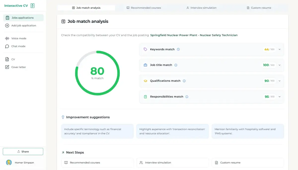 Interactive CV screenshot 4