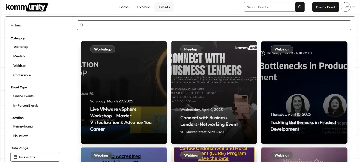Kommunity: Events Marketplace screenshot 4