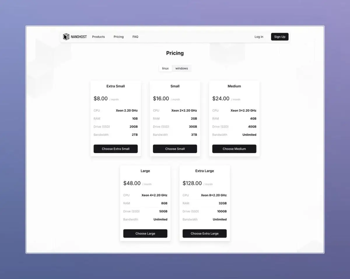 Nanohost screenshot 1