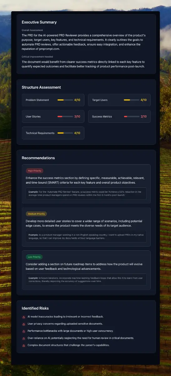PM Prompt PRD Review  screenshot 5