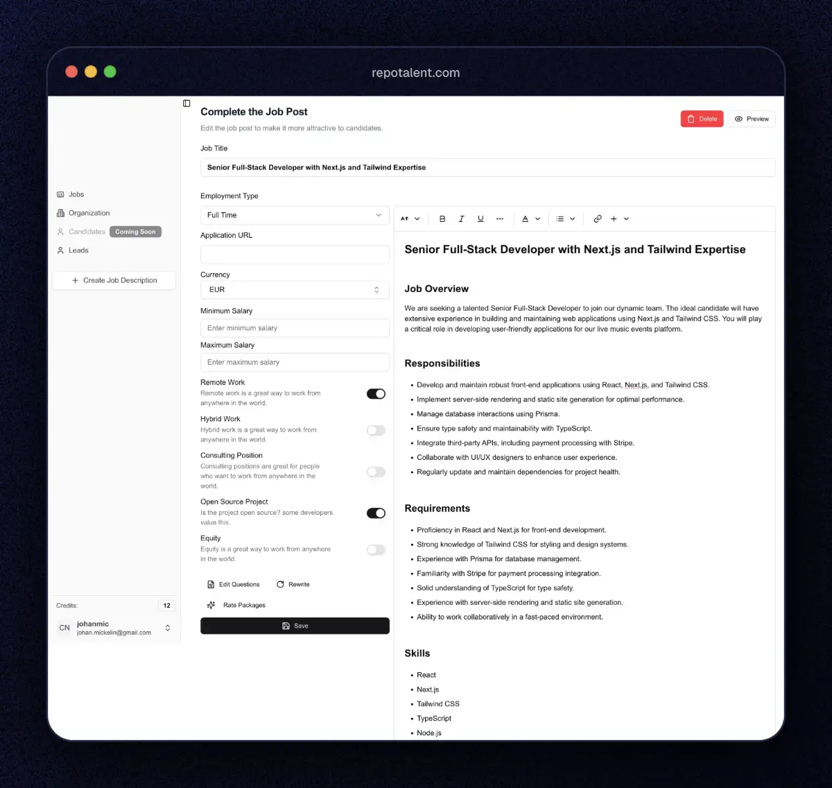Repotalent screenshot 2