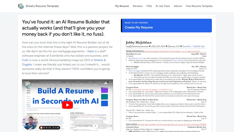 Sheets AI Resume Builder screenshot 2