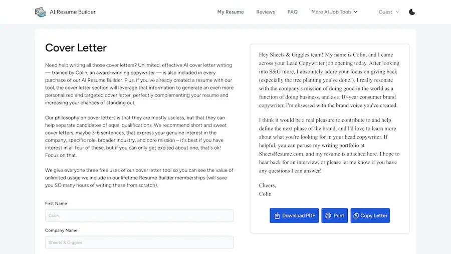 Sheets AI Resume Builder screenshot 4