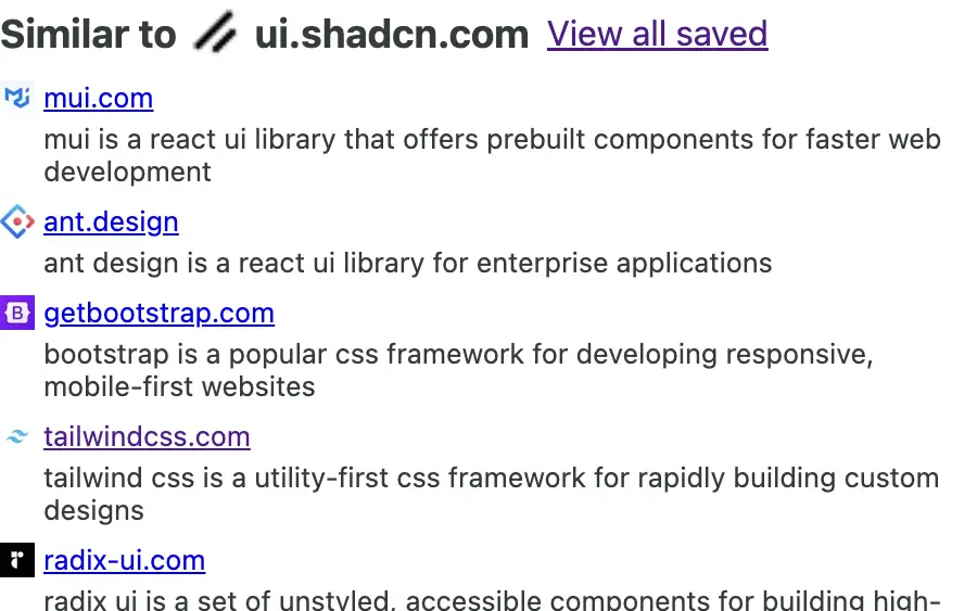 SimilarSites+ browser extension screenshot 2