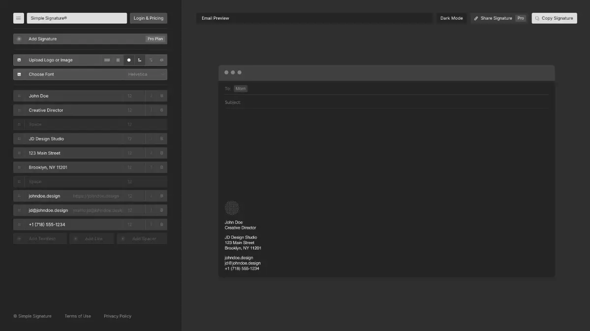 simplesignature.email screenshot 2