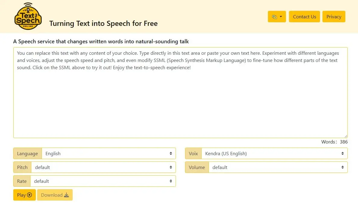 Text2Speech screenshot 1