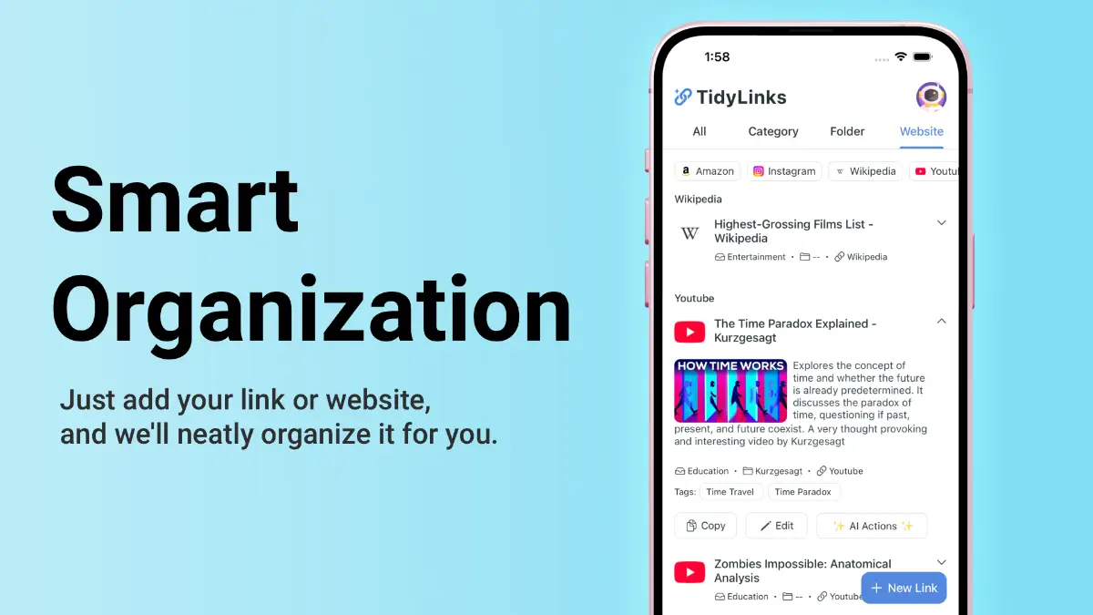 Tidylinks - AI bookmark Manager screenshot 1