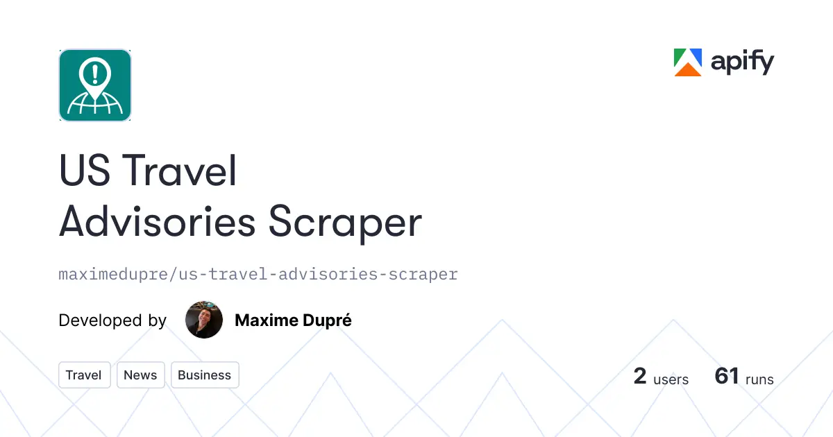 US Travel Advisories Scraper product image