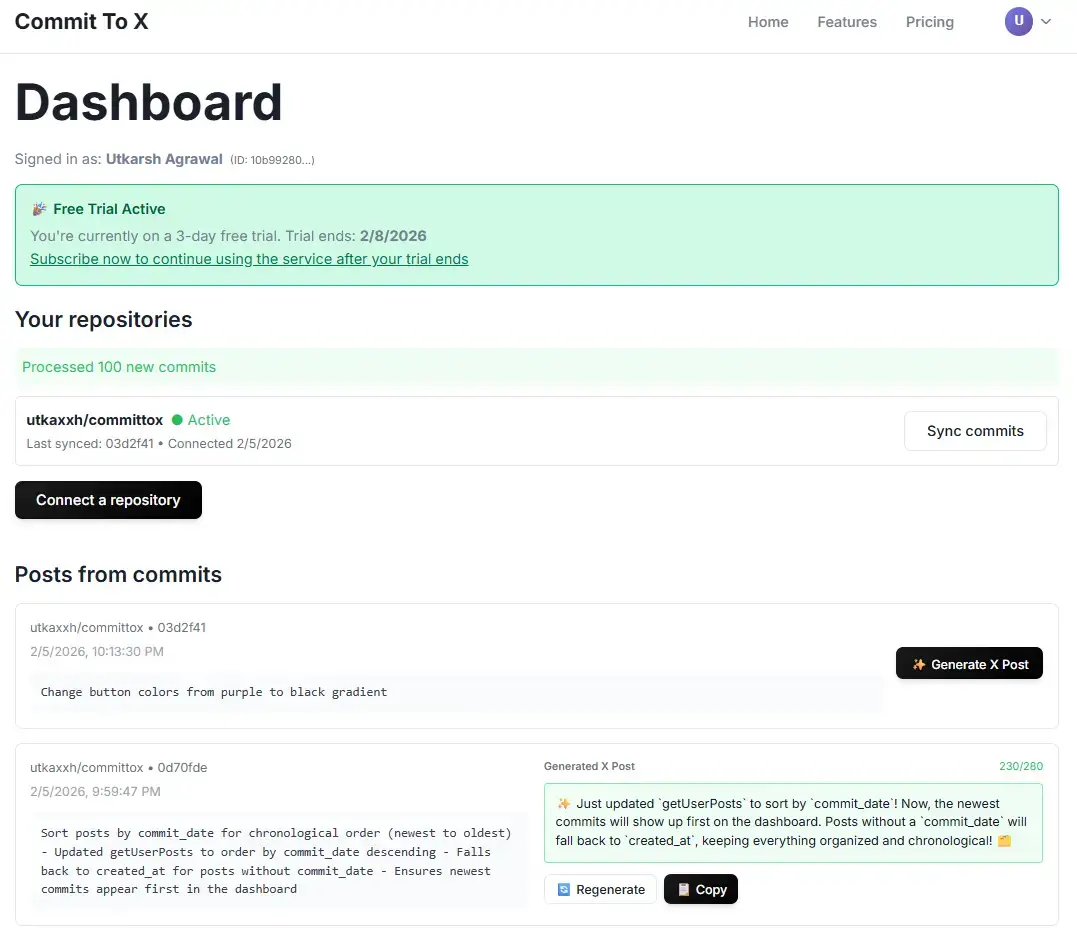 Commit To X screenshot 2