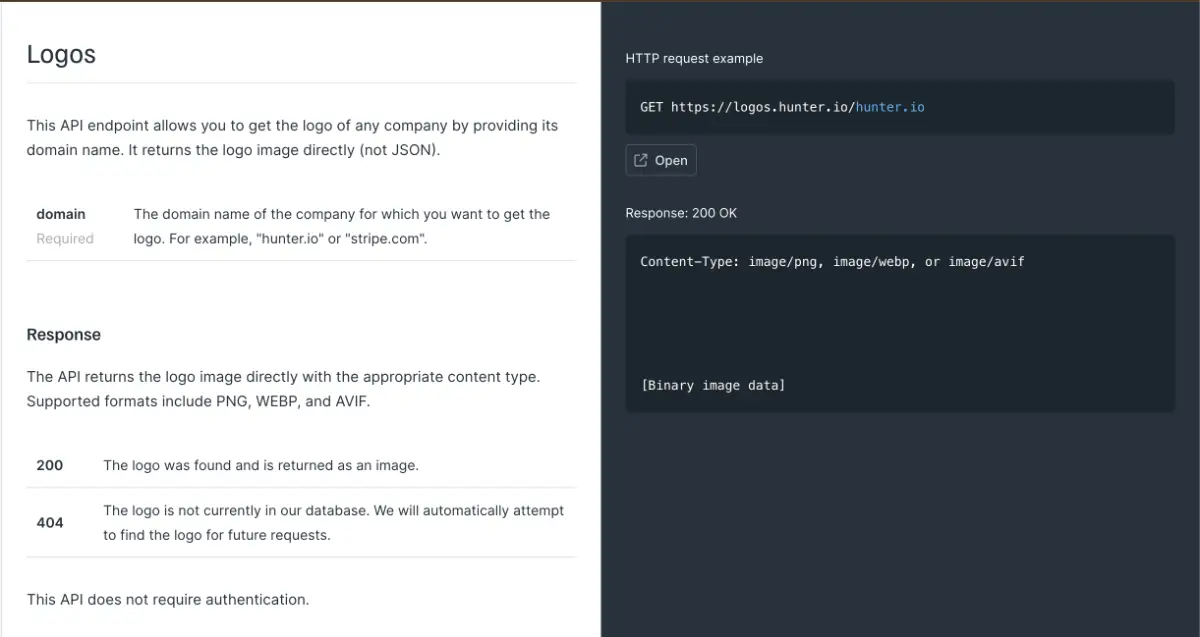 Company logo API by Hunter screenshot 3