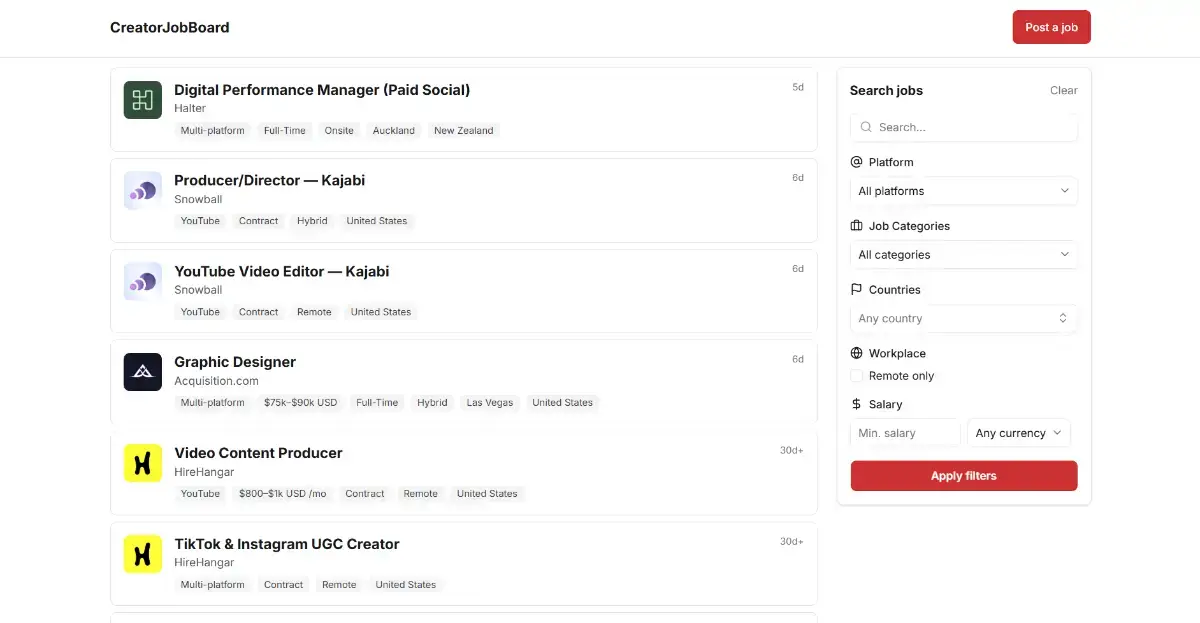 CreatorJobBoard screenshot 2