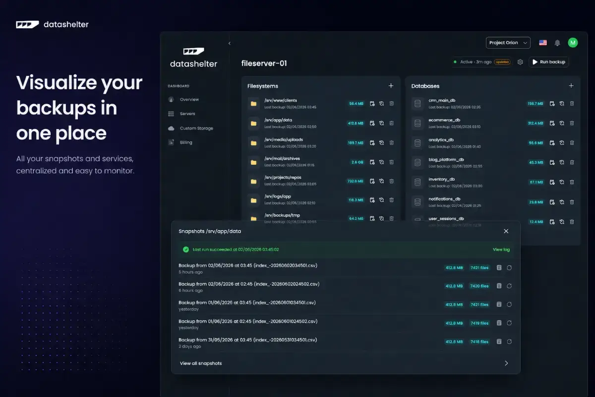 Datashelter screenshot 2