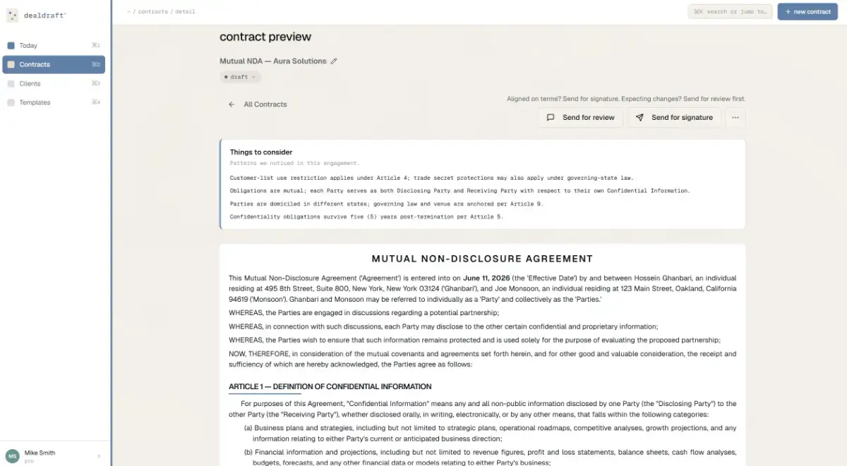 DealDraft screenshot 2