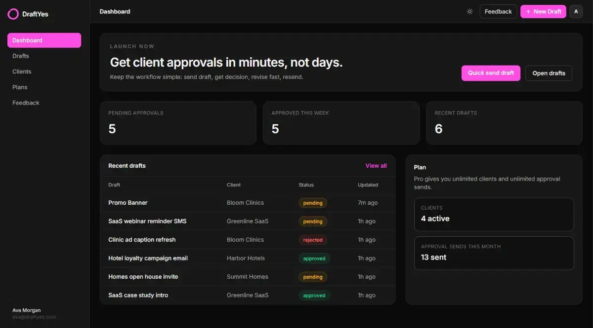 DraftYes screenshot 2