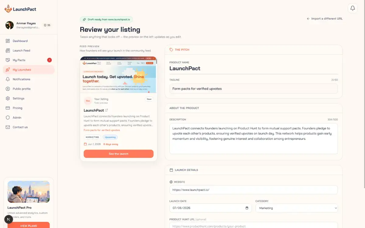 LaunchPact screenshot 2