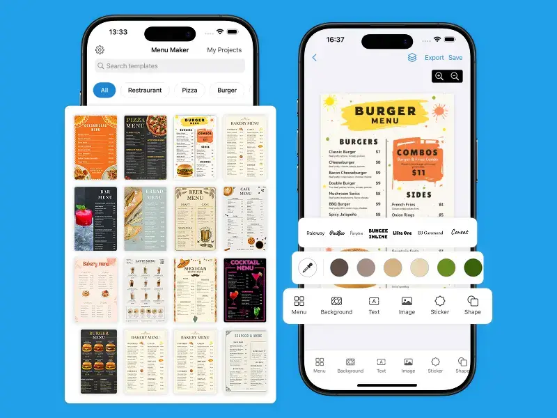 Menu maker app product image
