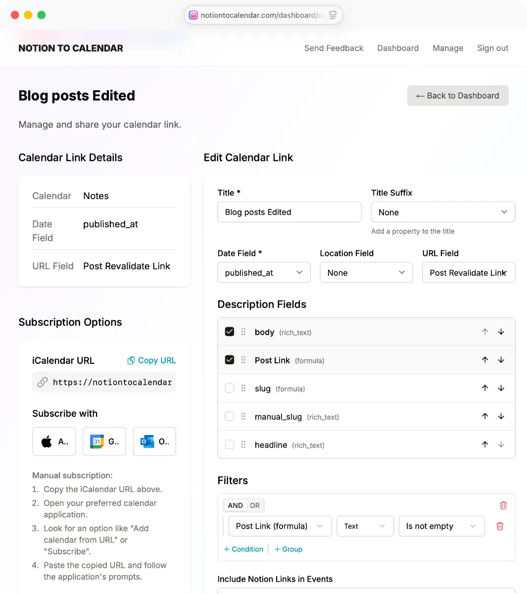 Notion to Calendar screenshot 3