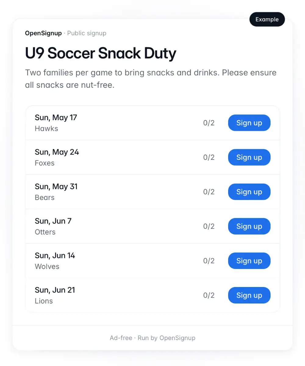 OpenSignup screenshot 2