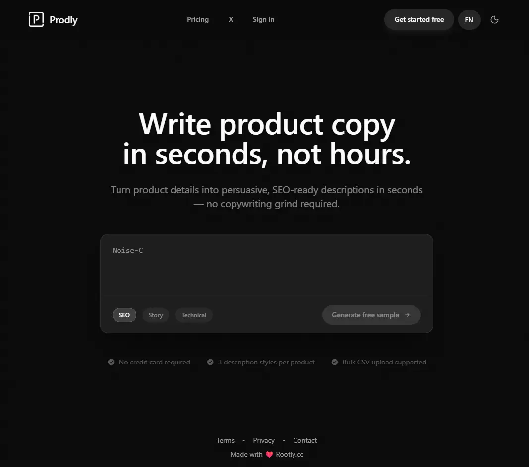Prodly - AI Product Description SaaS Source Code screenshot 1